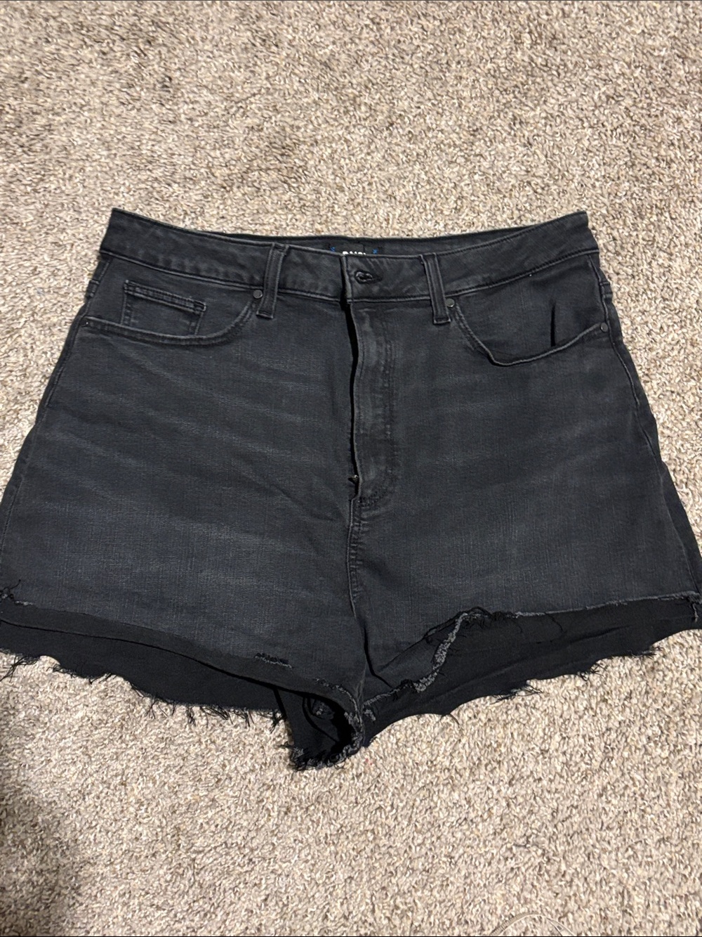 Paige Ultra High-Rise Black Denim Women's Shorts Sz 33
